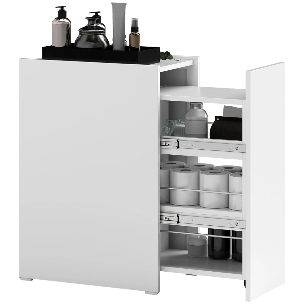 Mobiletto Bagno Stretto con Cassetto e Ruote ¨C Zephmum ¨C Bianco 47x30x66,5 cm