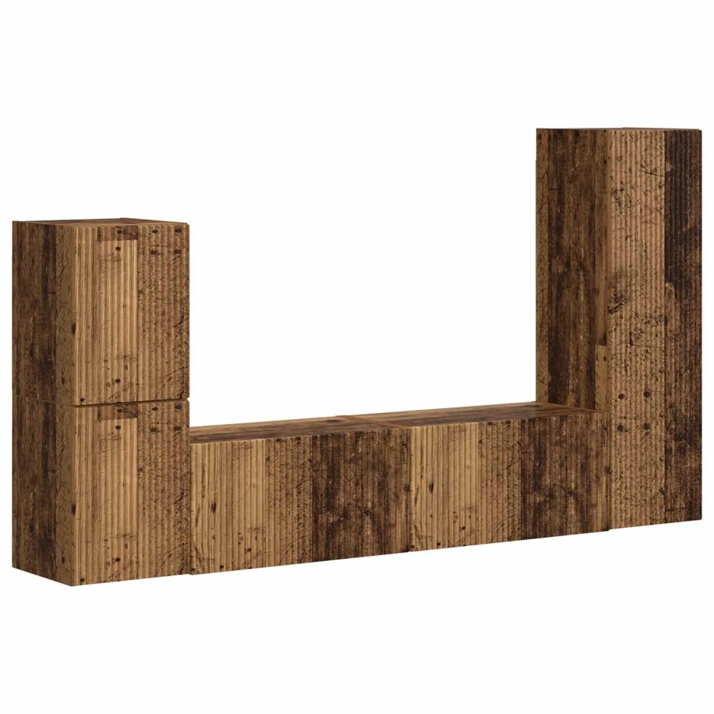 Set mobile TV 4 pz-Credenza per TV Legno vecchio Legno multistrato 133540