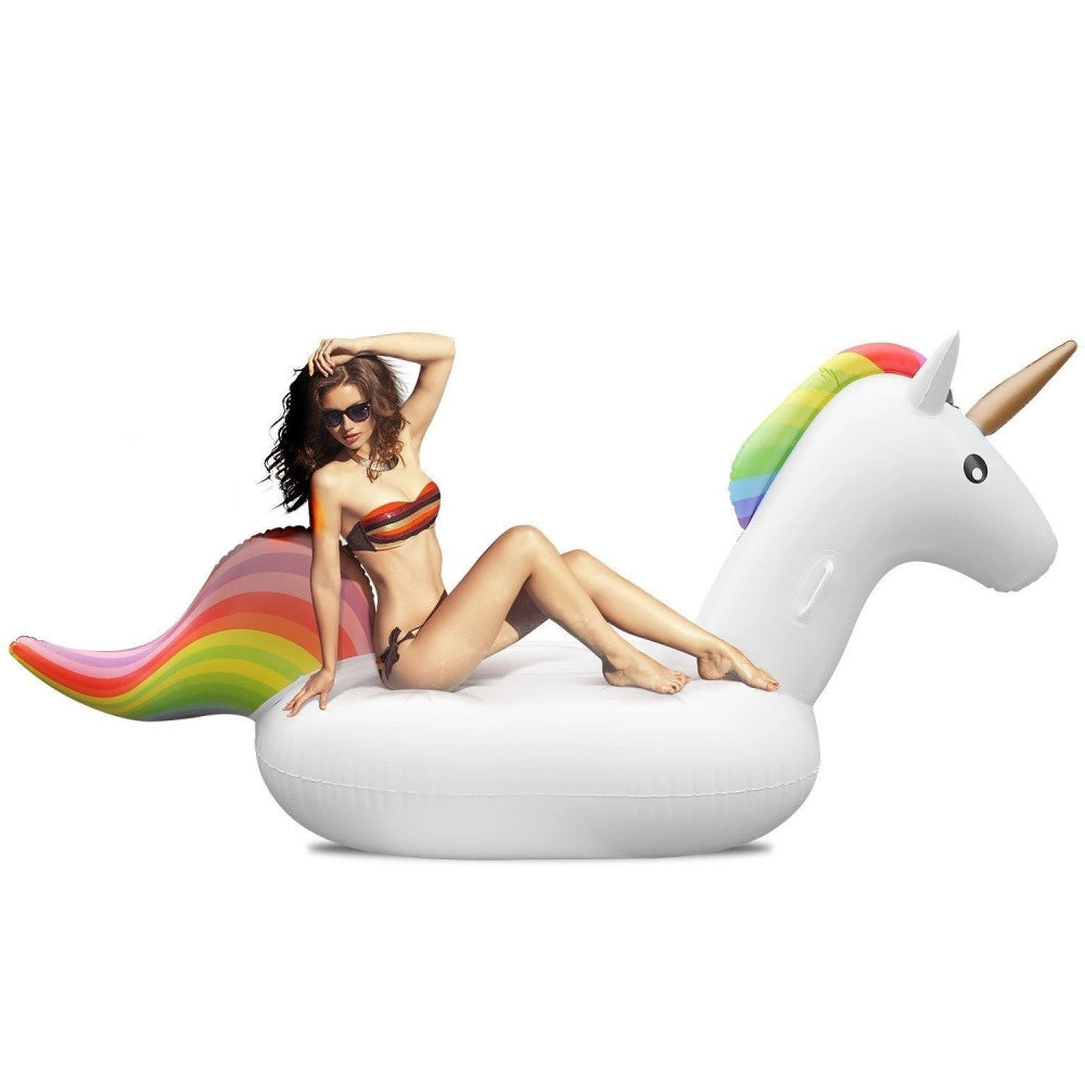 Trade Shop - Unicorno Gonfiabile Gigante Isola Materassino Mare Piscina Maxi 224x164 Cm -