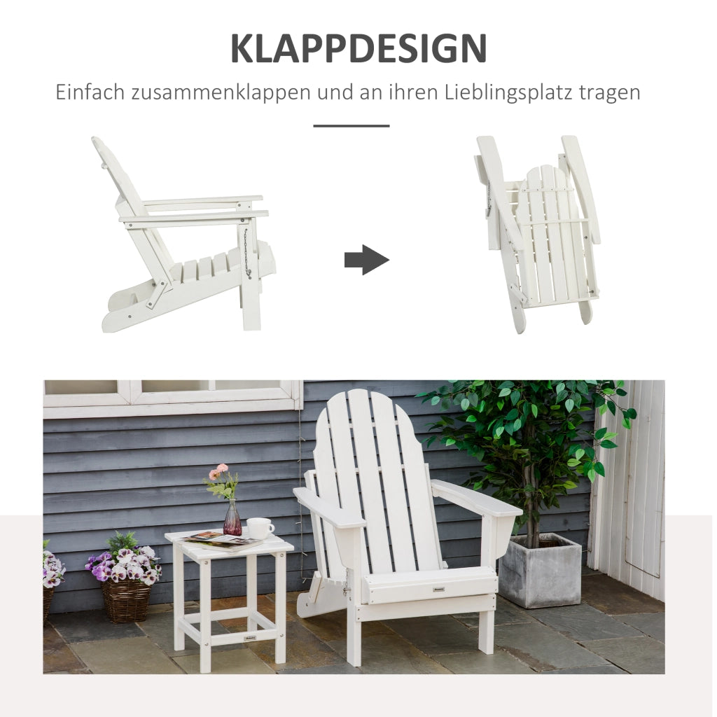 Sedia da giardino pieghevole ergonomica in plastica; bianca; impermeabile; 75 x 87 x 93 cm