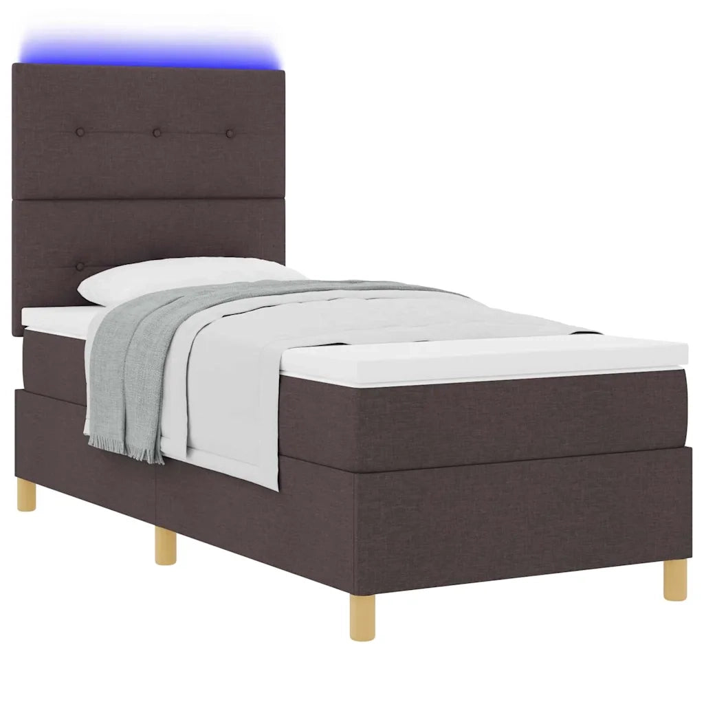 Letto a Sorgente LED Marrone Scuro 90 x 200 cm Tessuto 3343071