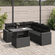vidaXL Set Divano da Giardino 6 pz con Cuscini Nero in Polyrattan