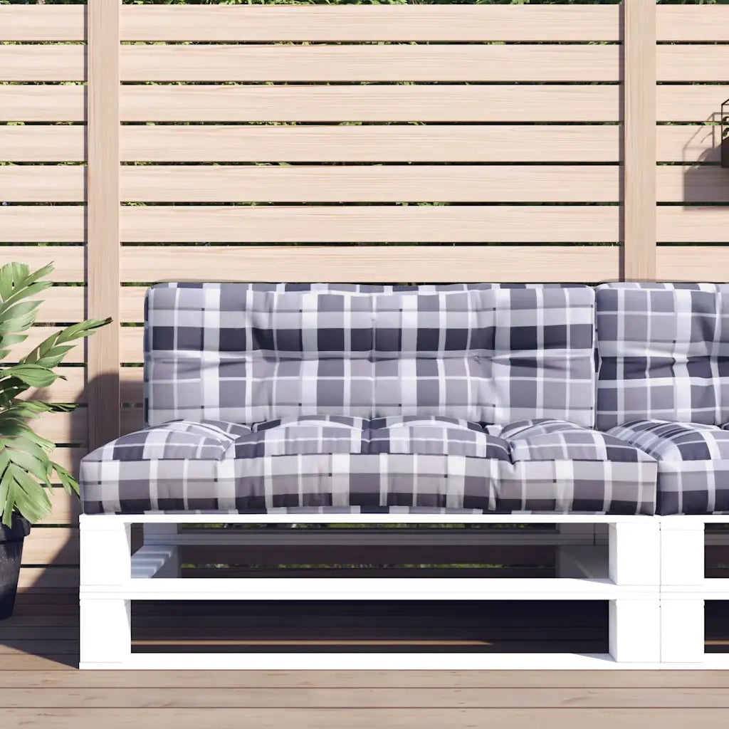 Cuscino per pallet | Cuscini per sedie a Quadri Grigi 120x40x12 cm in Tessuto