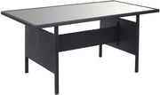 Set di giardino poltrona lounge e tavolo da pranzo, colore nero ~ cuscini colore grigio scuro