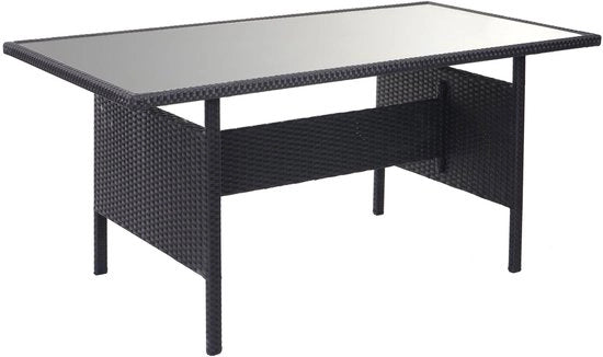 Set di giardino poltrona lounge e tavolo da pranzo, colore nero ~ cuscini colore grigio scuro