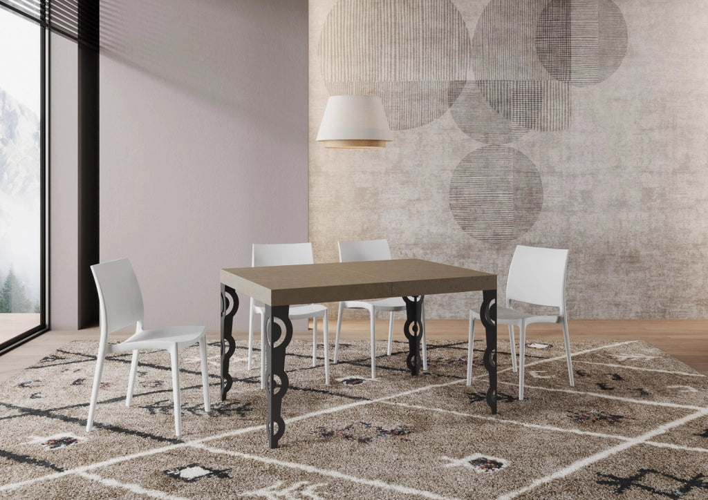 Tavolo allungabile 120/380x90 cm Karamay tortora gambe antracite
