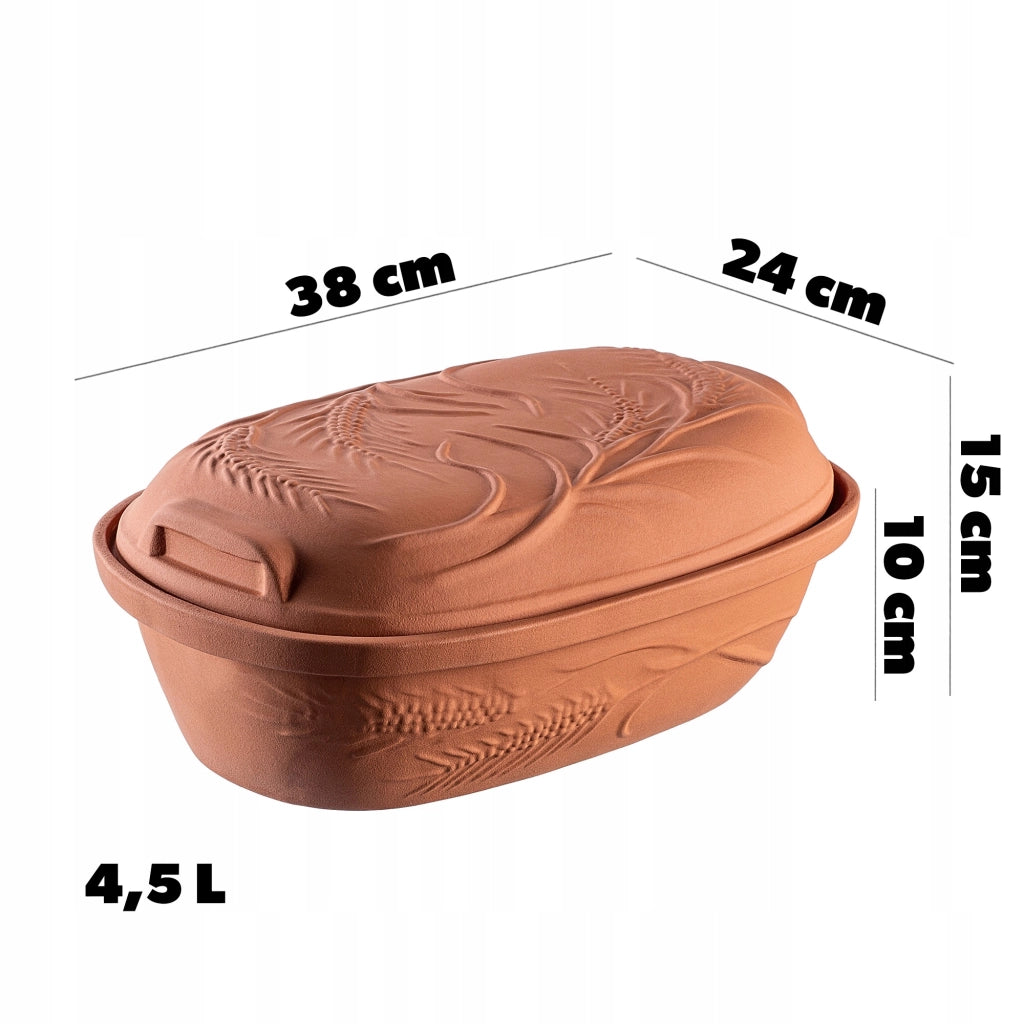 Vaso in terracotta KADAX Roman Clay Pot 4.5L, forma ovale grande con coperchio.