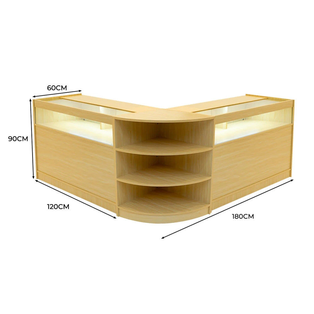 Set Bancone Acero Theseus LED B1200 LM60 con Serratura e Vetrina Espositiva