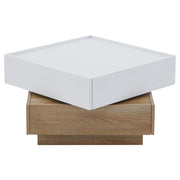 Tavolino da caffè con 2 cassetti e piano girevole 360° per soggiorno 60×60×38 cm