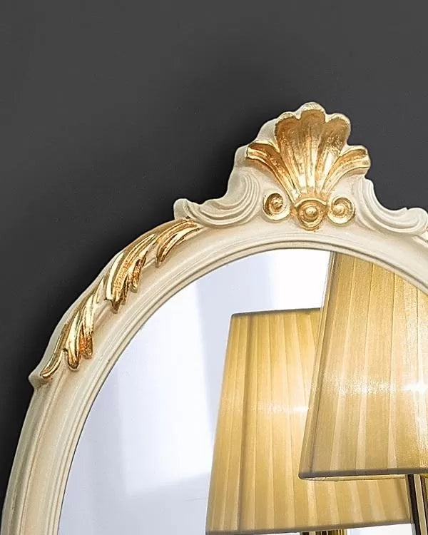 Mobili2g - specchiera laccata avorio con particolari foglia oro - misure: l.42 x h.61 x p.3