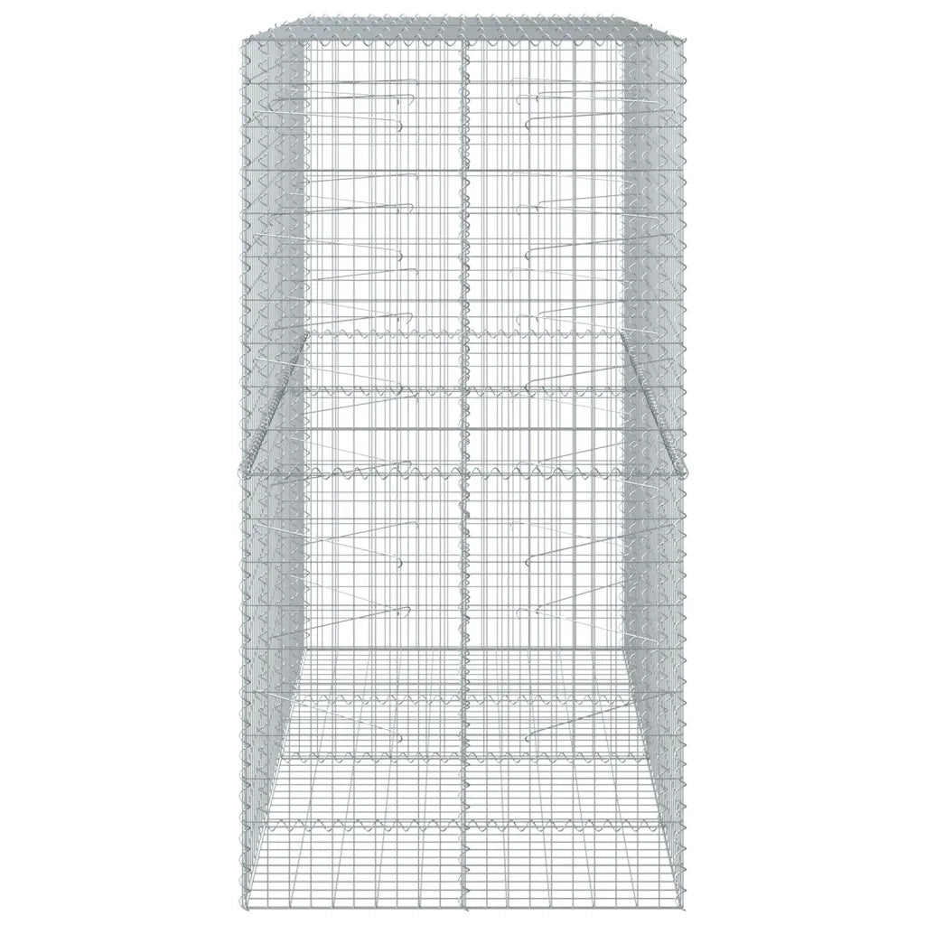 Cesto Gabbione con Copertura 200x100x200 cm in Ferro Zincato 3295227