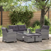 Set Divani da Giardino 6 pz con Cuscini Polyrattan Grigio Scuro 46150