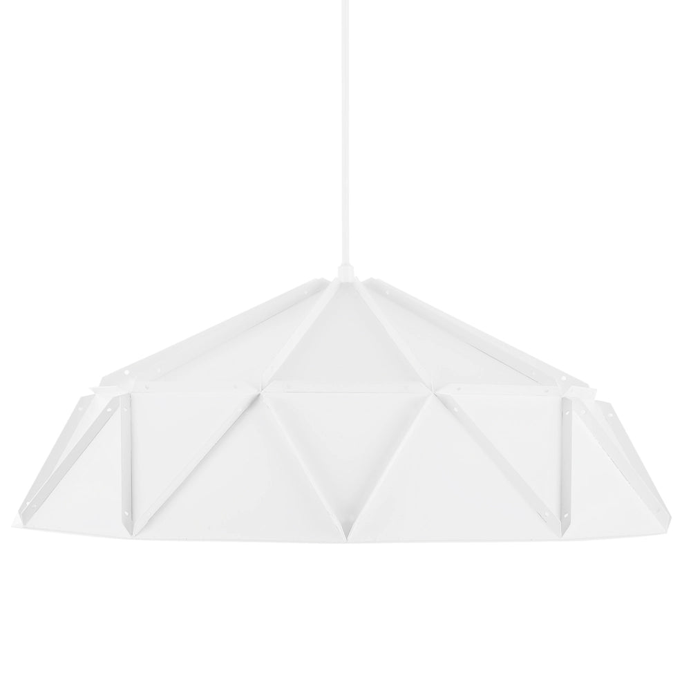 Lampadario in Metallo di colore Bianco con Paralume Semicircolare Design Industriale Moderno