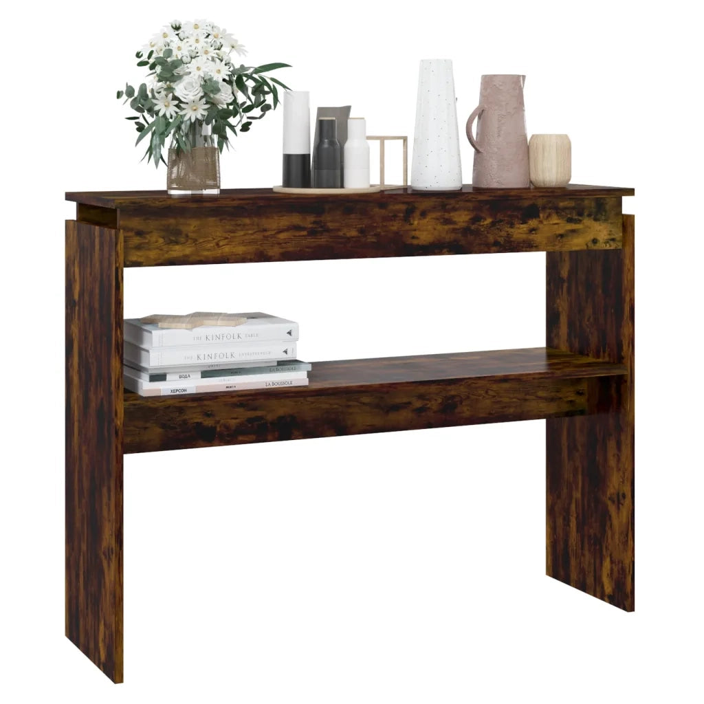 Tavolino Consolle-Tavolino da soggiorno-Tavolo Rovere Fumo 102x30x80 cm in Legno Multistrato