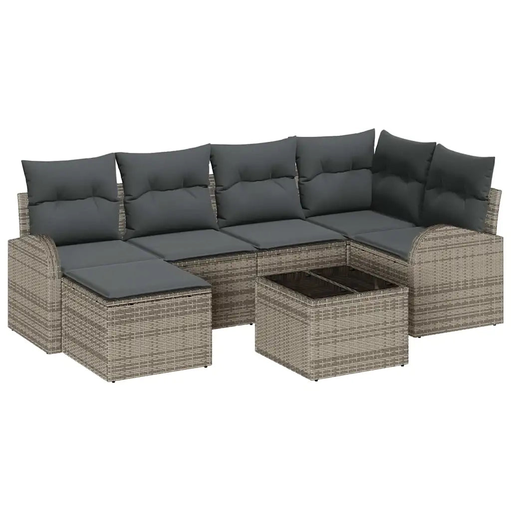 Set Divano da Giardino 7 pcs Grigio polyrattan 3346119