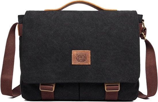 Borsa da spalla casual in tessuto di plastica per laptop 14 pollici borsa da lavoro uomo messaggero per viaggi scuola università lavoro outdoor nero Grande borsa da lavoro uomo per il settore edile
