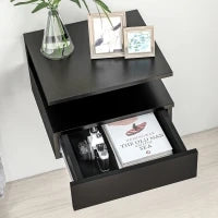 Set da 2 Comodini Sospesi per Camera da Letto con Cassetto e Mensola Superiore in Legno 35x32x22.5cm