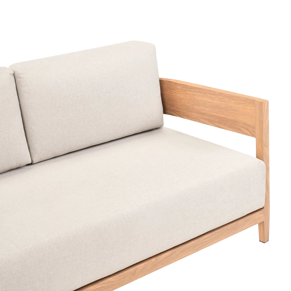 Divano da giardino 2 posti legno di acacia con cuscini marrone chiaro terrazza balcone stile moderno