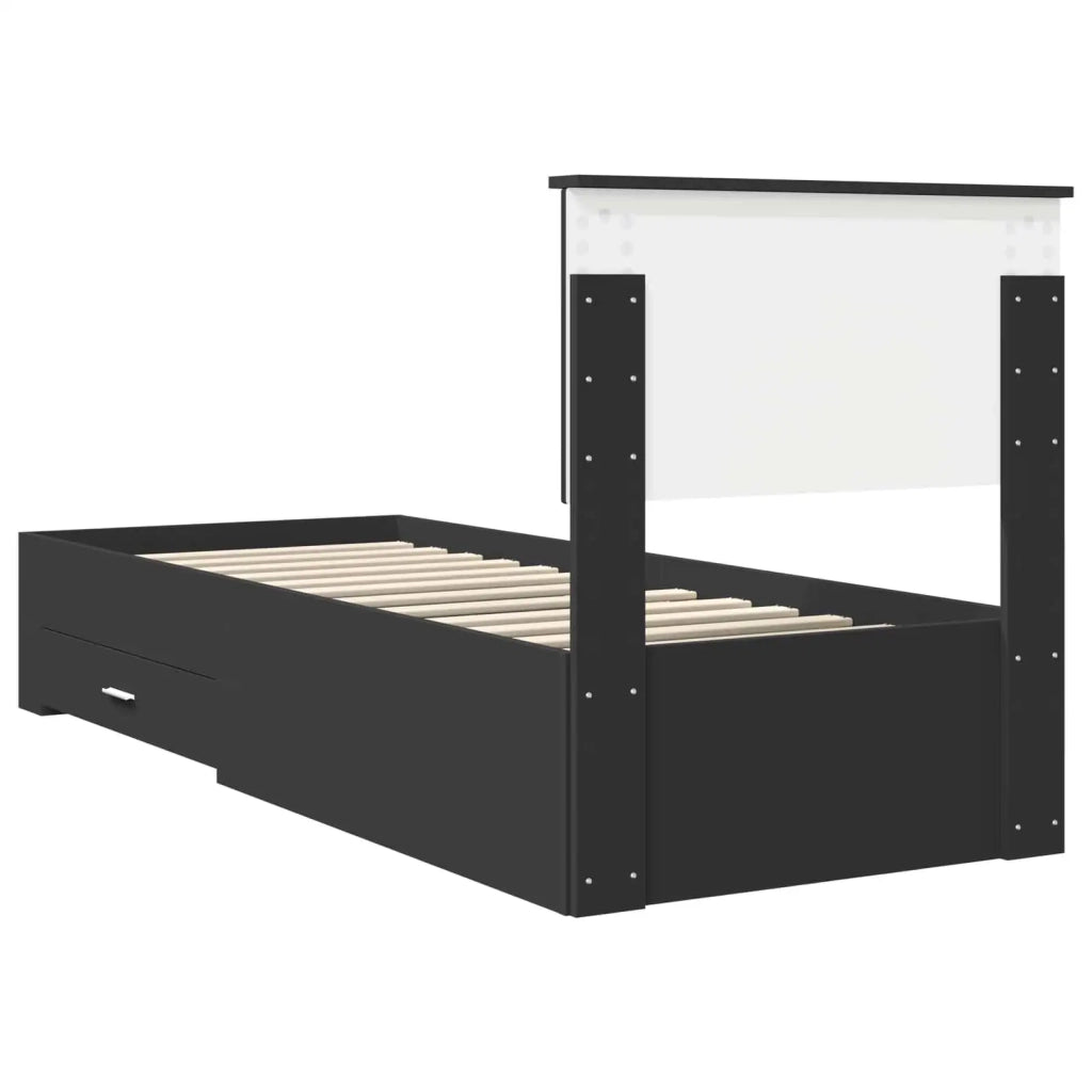 Letto singolo | Letto per adulti | Struttura del letto con testiera Nero e Argento 75 x 190 cm