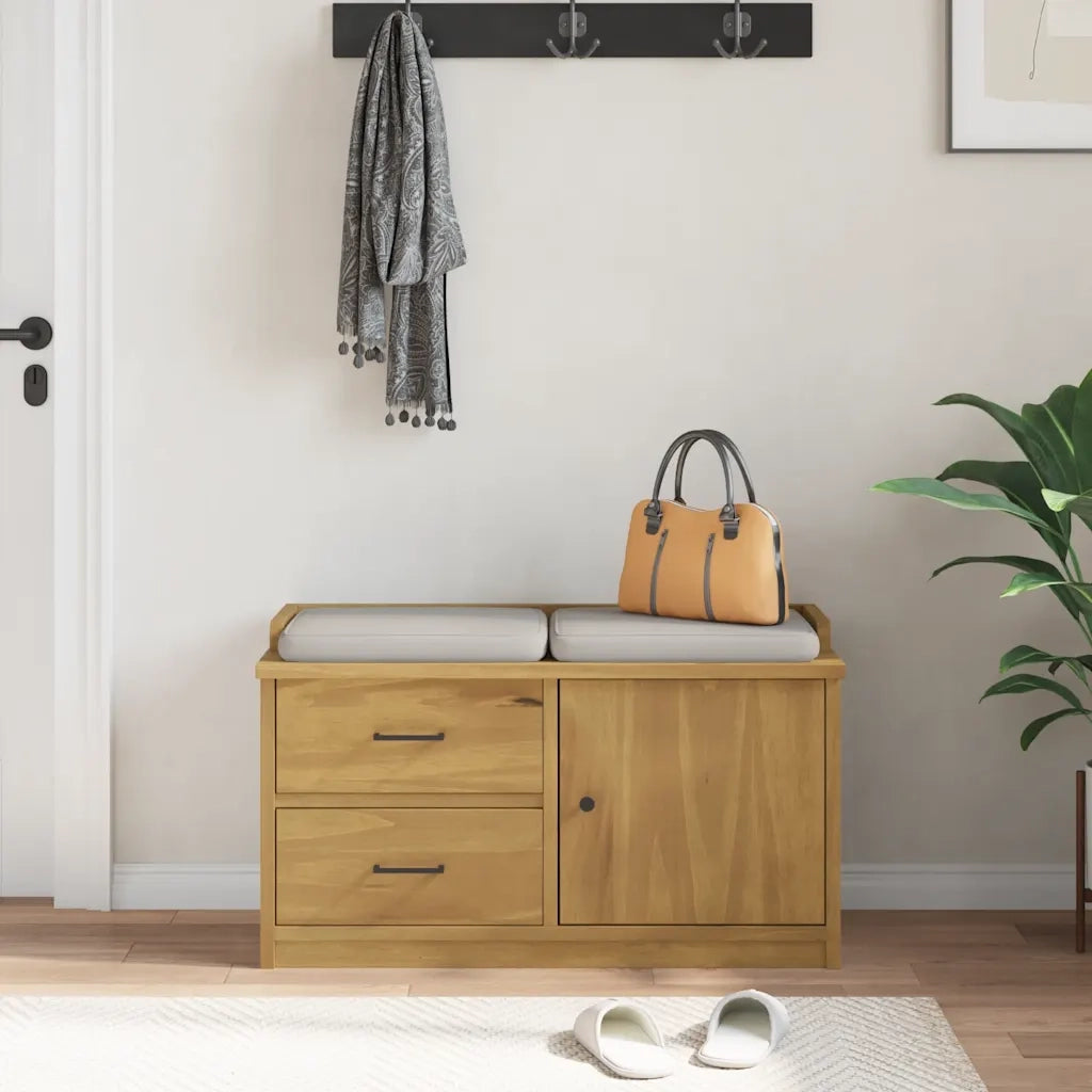 Panca da Corridoio-Sgabello-Panca con Contenitore SANDNES 87x40x50 cm Legno Massello di Pino 965791