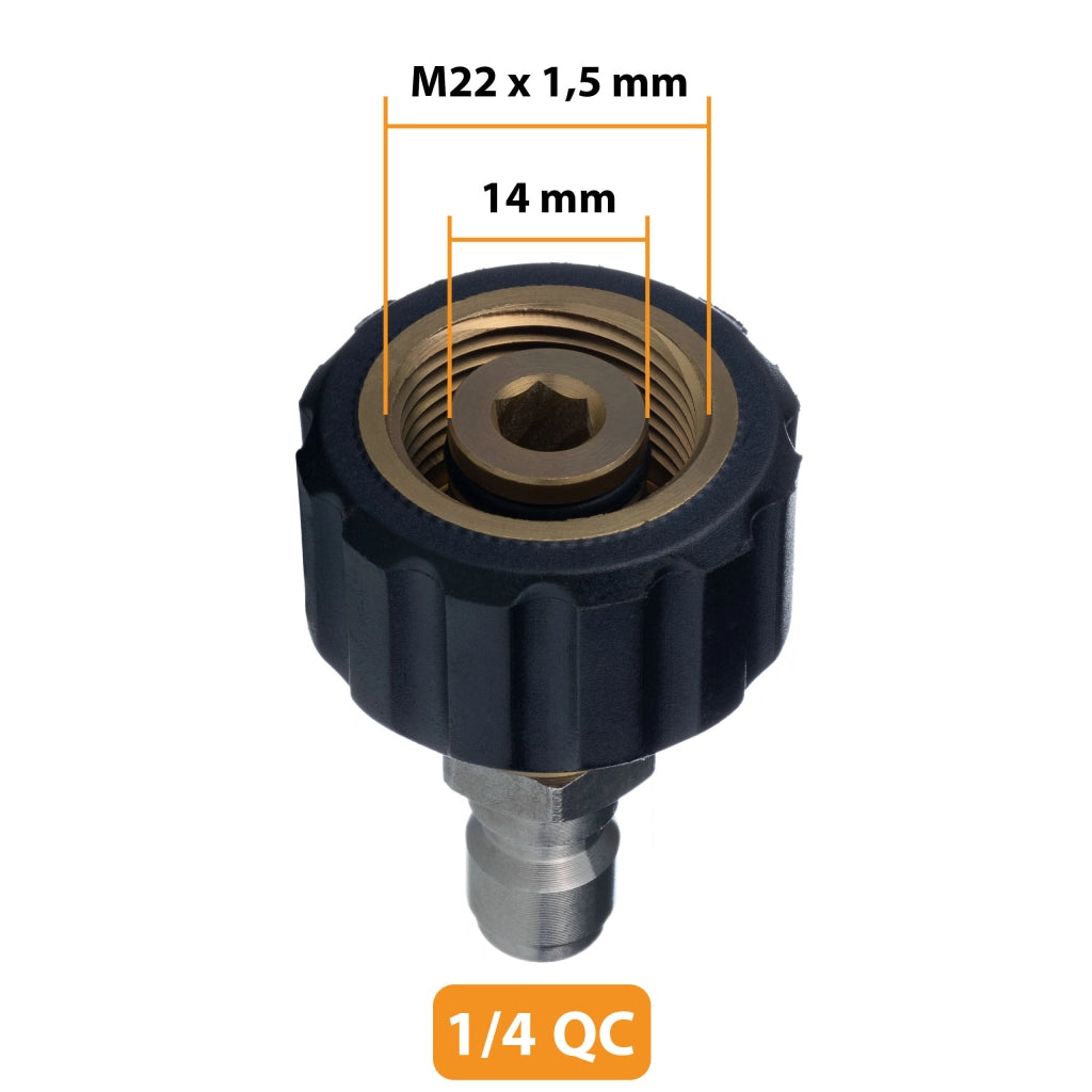 Connettore Rapido per Idropulitrici compatibile con Kärcher HD HDS – Filettatura M22x1,5mm, Diametro 14mm
