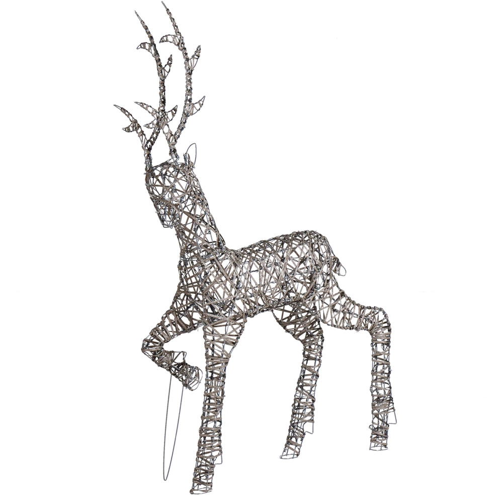 Decorazione natalizia LED con luci a forma di renne per interni ed esterni metallo argento