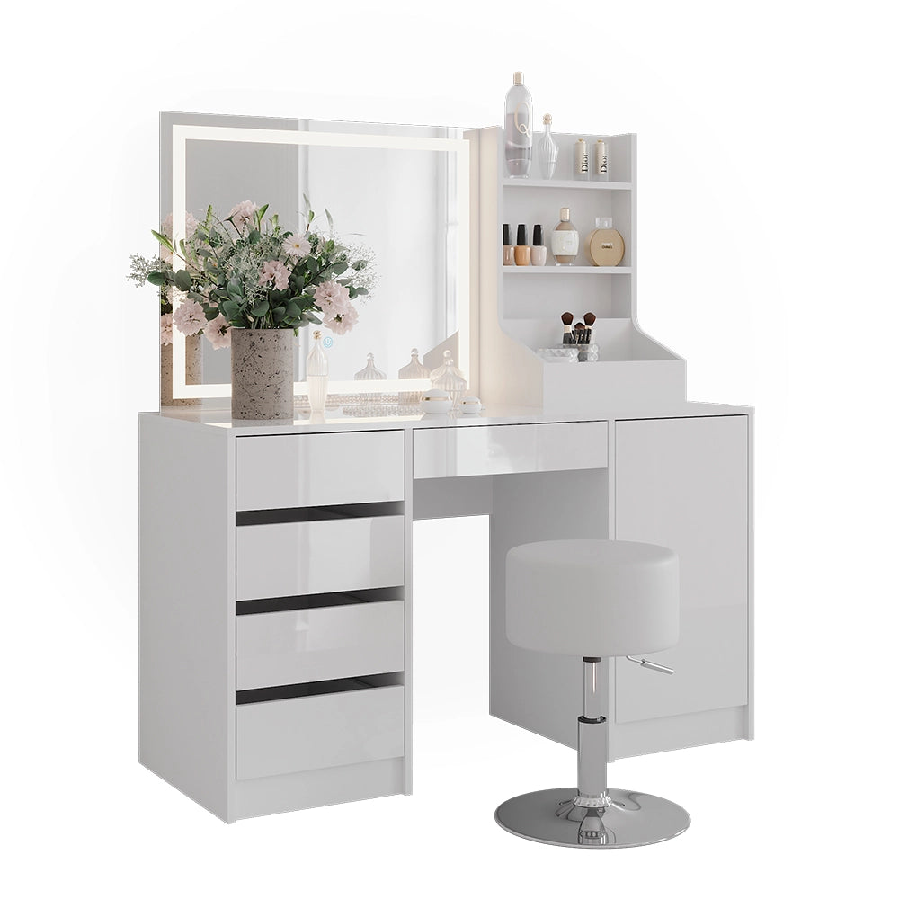 Vicco Tavolo da toeletta Bianco/bianco lucido 128.2 cm 4 parti