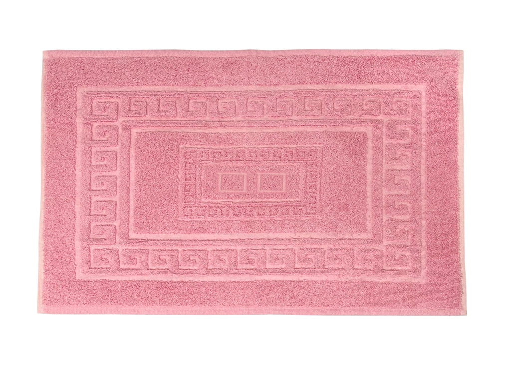 Tappeto Bagno Doccia Spugna Tinta Unita Torino Tappetino Super Assorbente In Cotone Pelo Corto Con Greca - 45x60 - Rosa