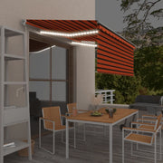 Tenda da Sole Retrattile Manuale LED 3,5x2,5m Arancione Marrone 3069405