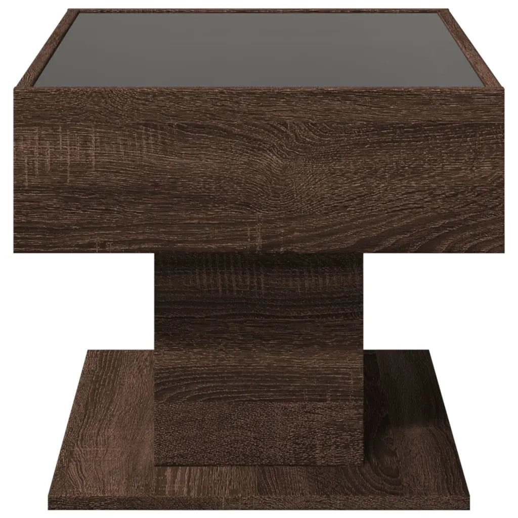 Tavolino Salotto con LED Rovere Marrone 70x50x45 cm Multistrato