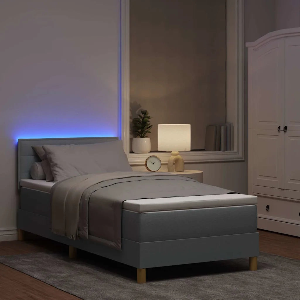 Letto a Sorgente LED Grigio chiaro 90 x 200 cm Tessuto 3342331