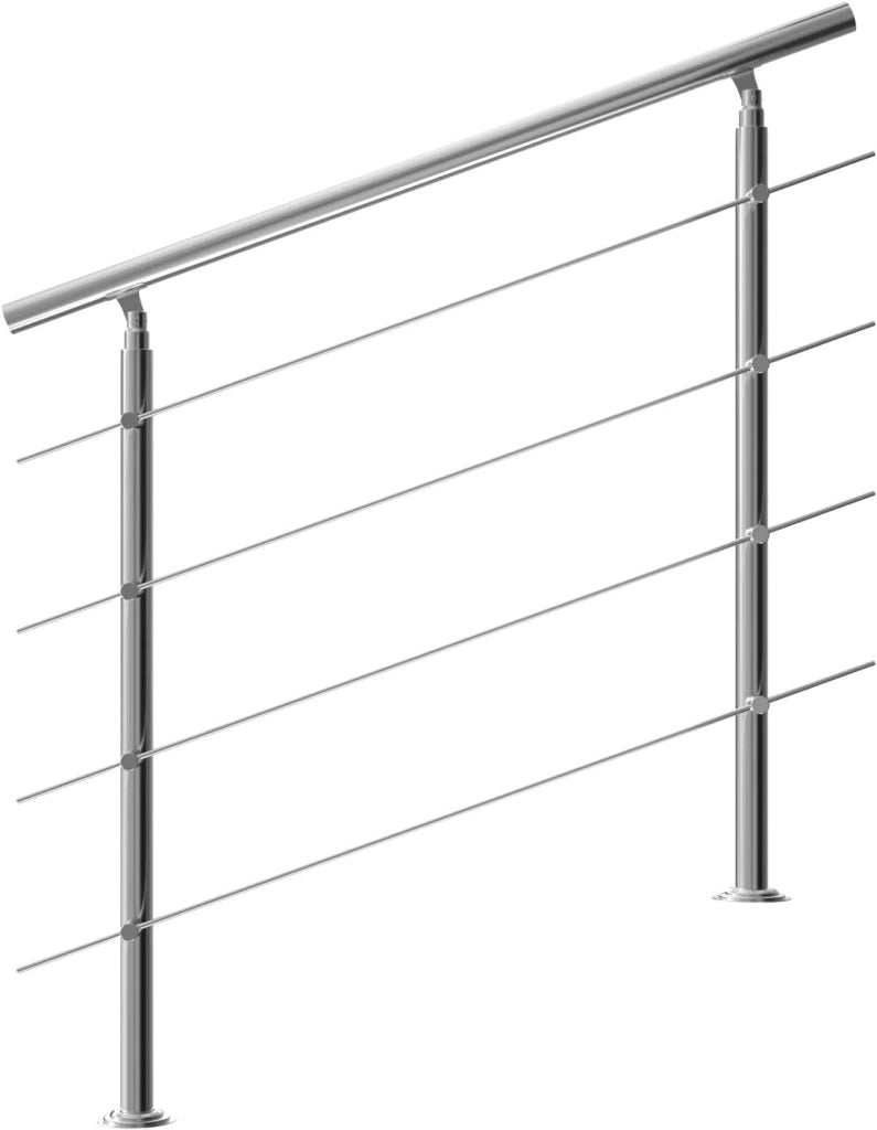 Ringhiera per scale acciaio 120cm 4 traverse interno esterno corrimano da parete parapetto