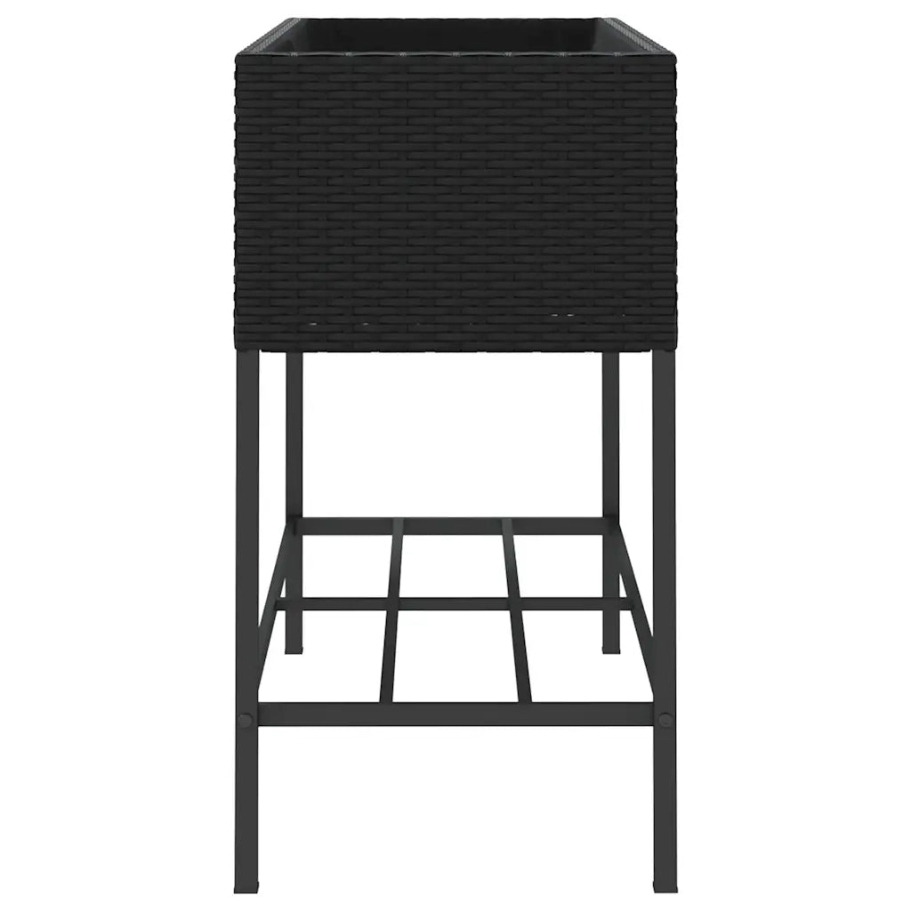 2 pz Fioriere | Cassetta per fiori | Vaso da Giardino con Ripiani Nere 90x40x75cm Polyrattan