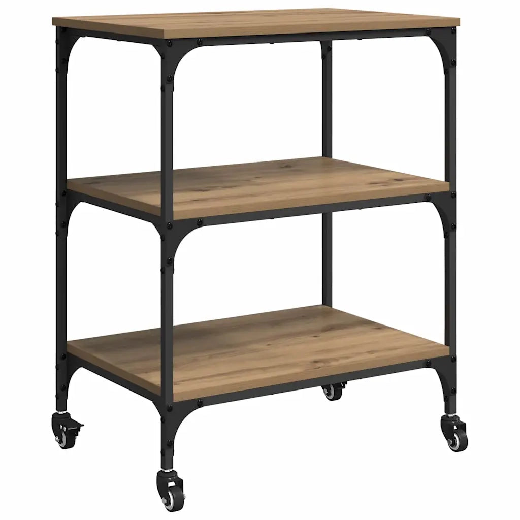Carrello da Cucina-Scaffale per Cucina Rovere artigianale 60 x 41 x 76 cm