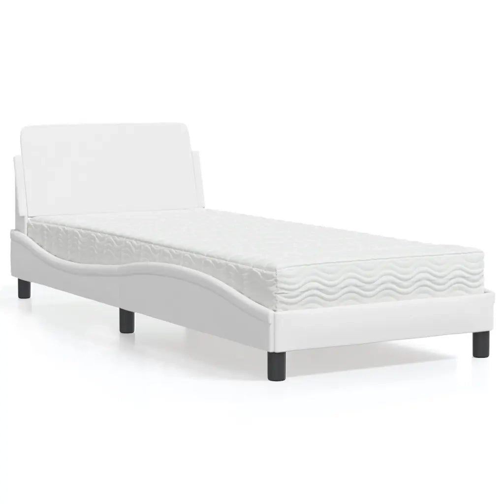 Letto con Materasso Dover Bianco 90x190 cm in Similpelle 3208318