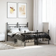 Giroletto con Testiera e Pediera-Struttura Letto Metallo Nero 120x190 cm 392573