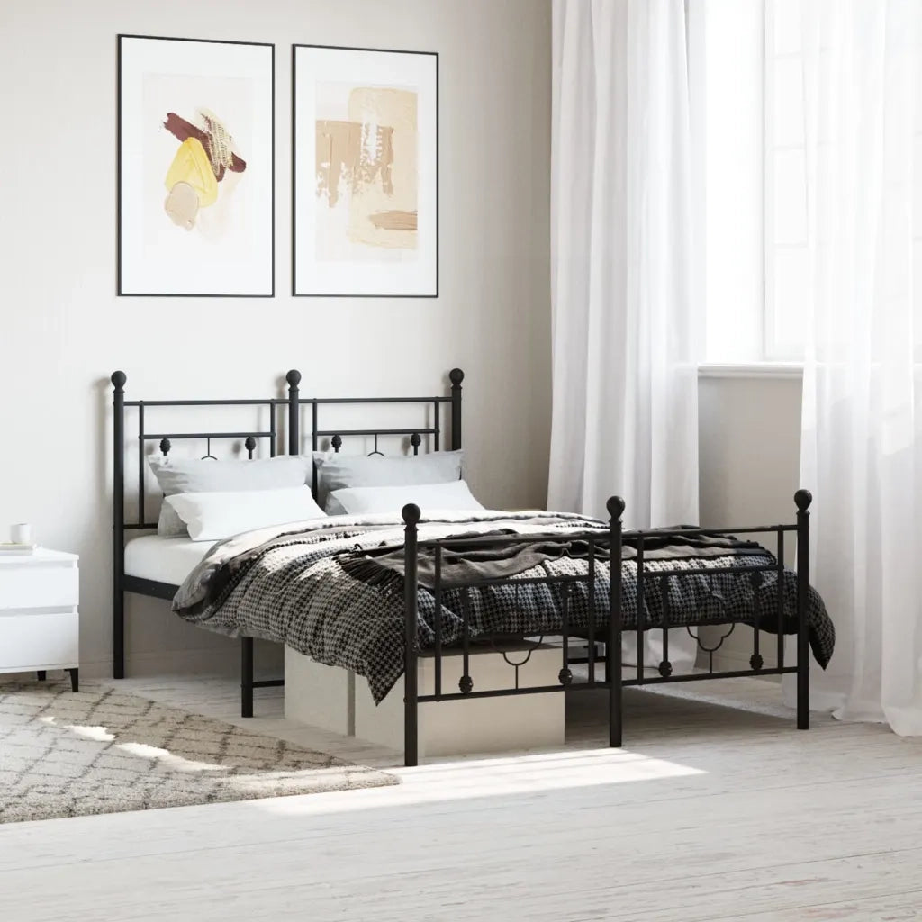 Giroletto con Testiera e Pediera-Struttura Letto Metallo Nero 120x190 cm 392573