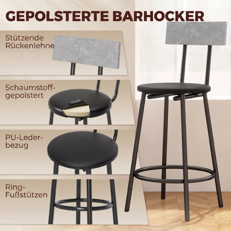 TAVOLO BAR Set da 3 pezzi 100x40x90,5 cm Grigio in legno ingegnerizzato
