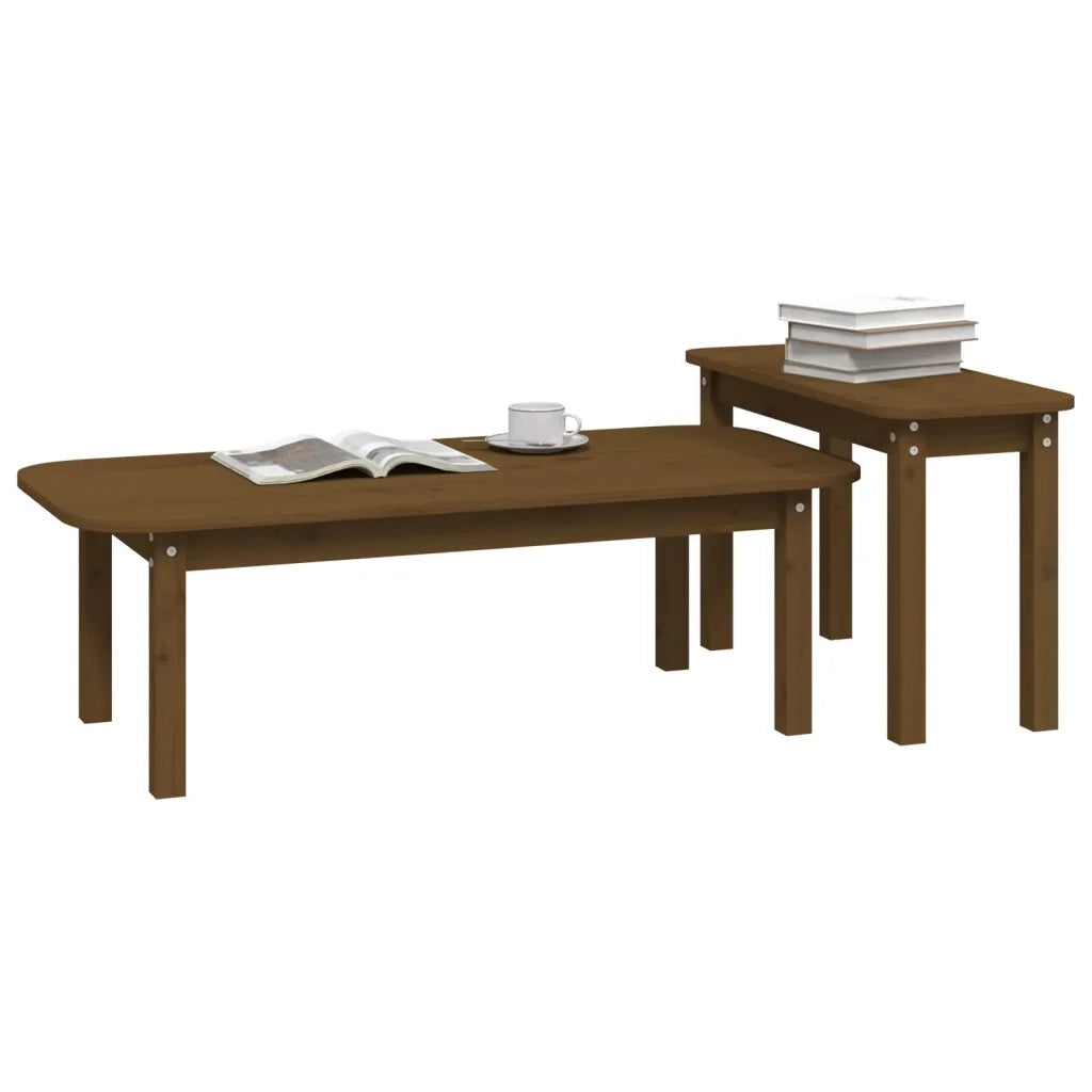 Set Tavolini da Salotto 2 pz Ambra in Legno Massello di Pino 822365