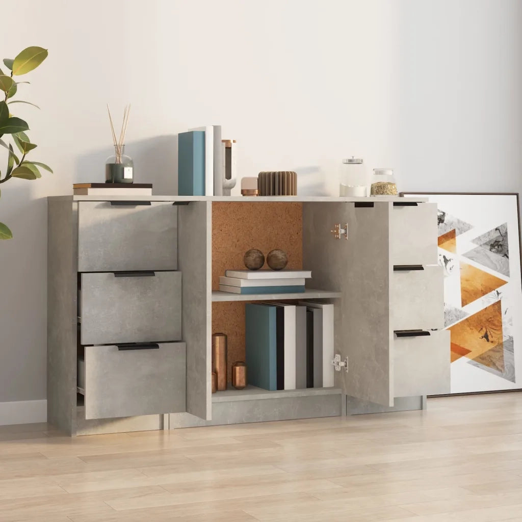 Credenze 3 pz Grigio Cemento in Legno Multistratocod mxl 77493