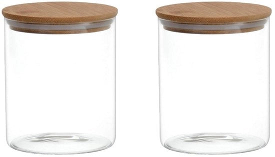 Set a doppio di contenitori in vetro da 200ml - contenitori a chiusura ermetica - coperchi in bambù - contenitori per alimenti - sigillatura in silicone