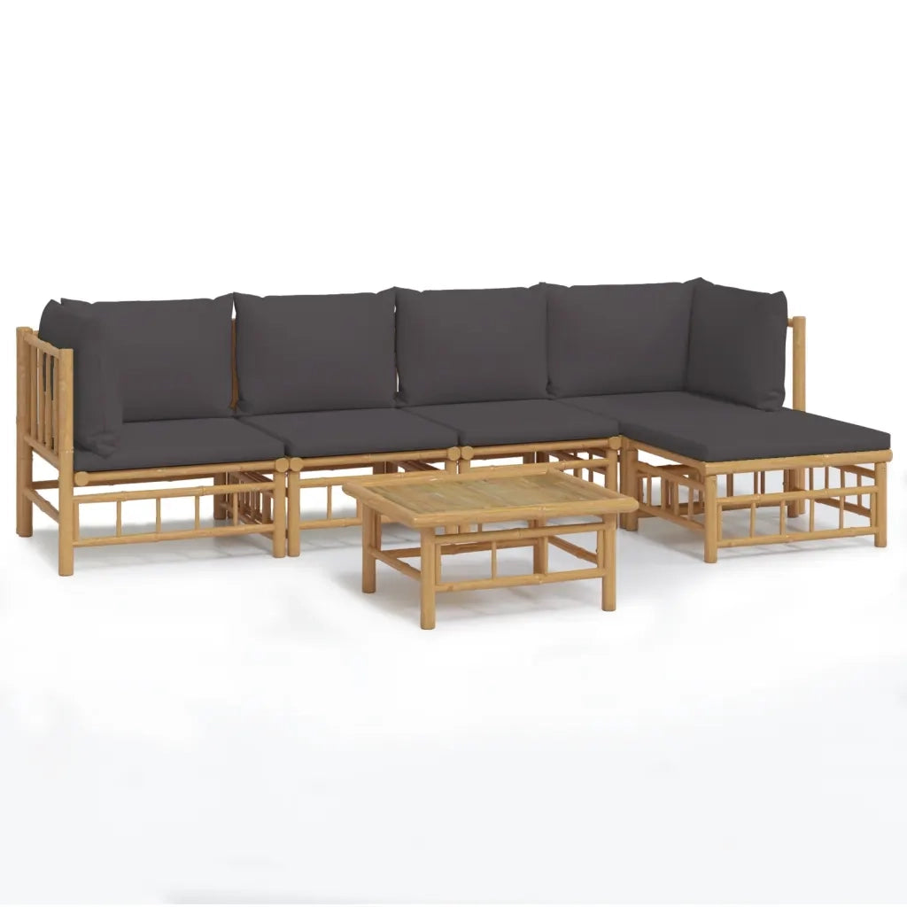 Set Salotto da Giardino 6pz con Cuscini Grigio Scuro BambÃ¹cod mxl 100318