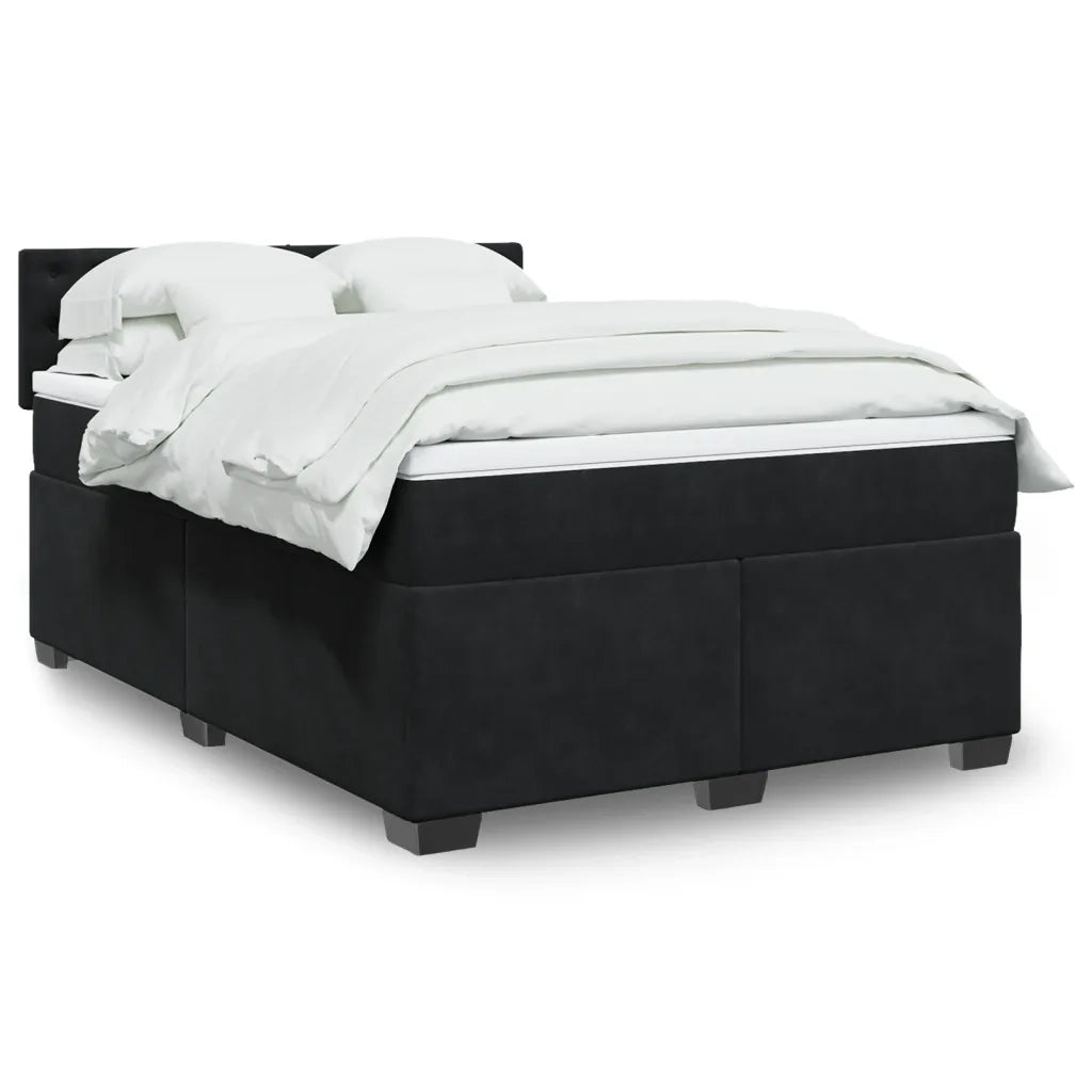 vidaXL Giroletto a Molle con Materasso Nero 160x200 cm in Velluto