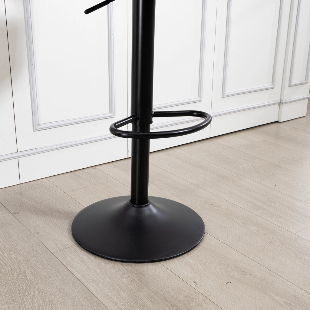 Sgabello da bar set di 2 girevole e regolabile in altezza con schienale ergonomico e poggiapiedi in PU nero