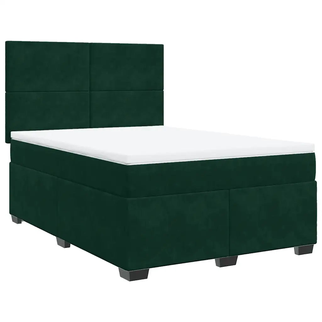 Giroletto a Molle con Materasso Verde Scuro 140x190 cm Velluto 3290903
