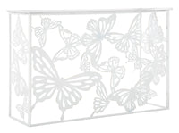 Console Bianco Butterfly 121,5x41x81 cm in Ferro MDF e Specchio Bianco e Oro