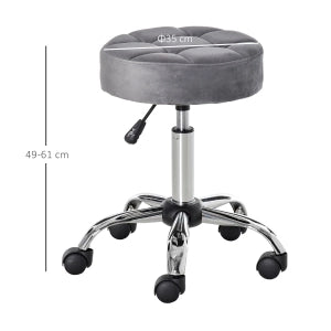 SGABELLO Regolabile in Altezza Ø35 x 49-61 cm Poliestere Grigio Chiaro con Ruote