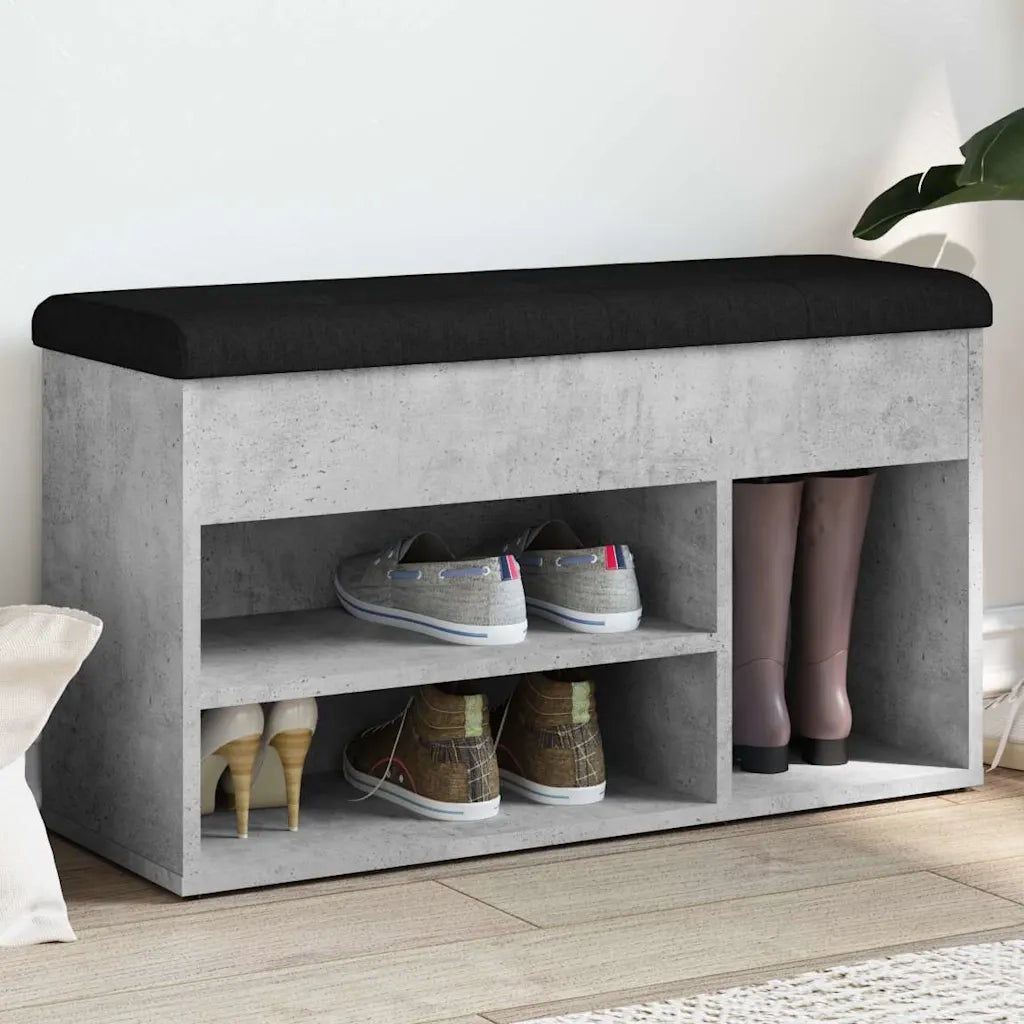 Panca per Scarpe Grigio Cemento 82x32x45,5cm Legno Multistrato