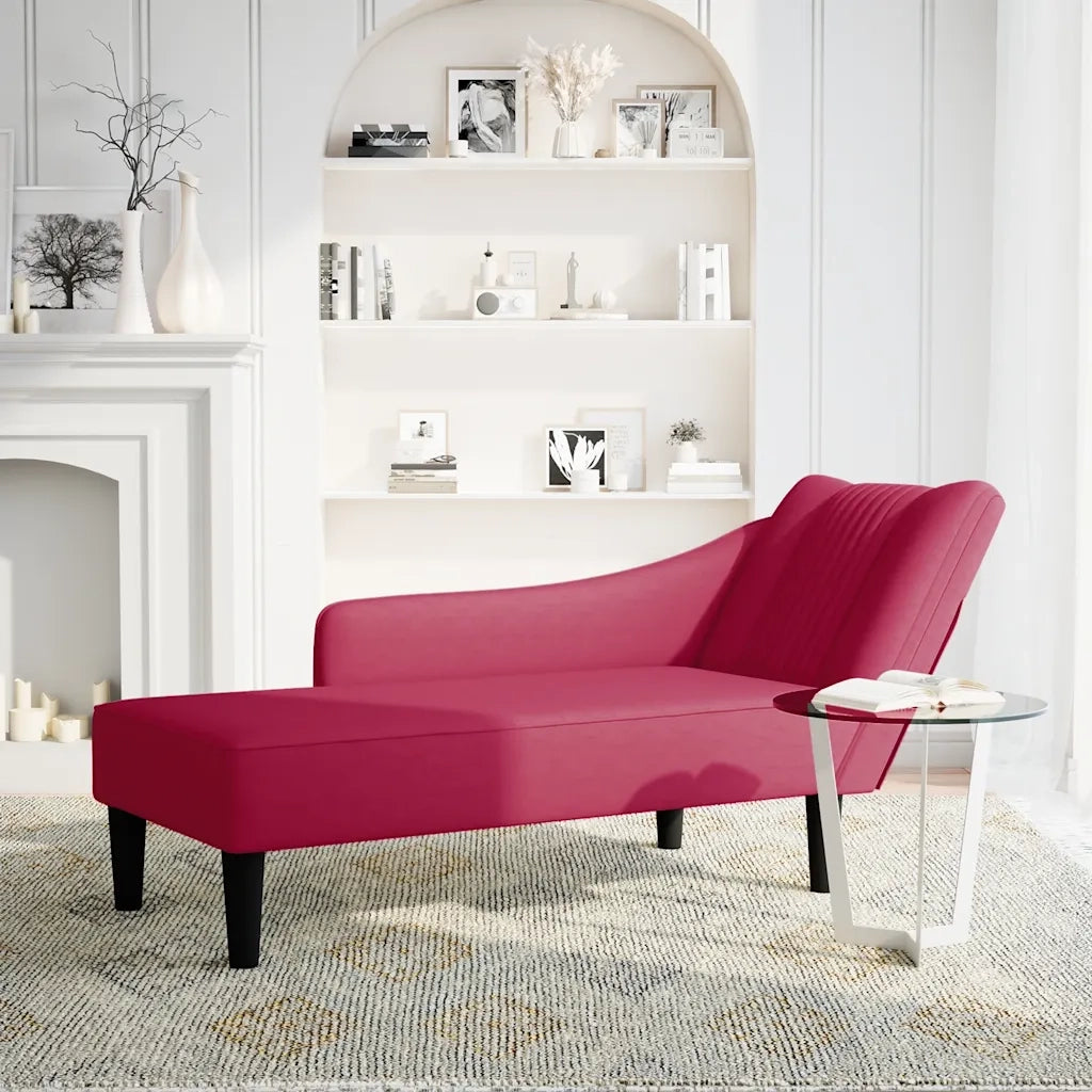 Sdraio con Bracciolo Destro in Velluto Rosso Vino CFW4521402