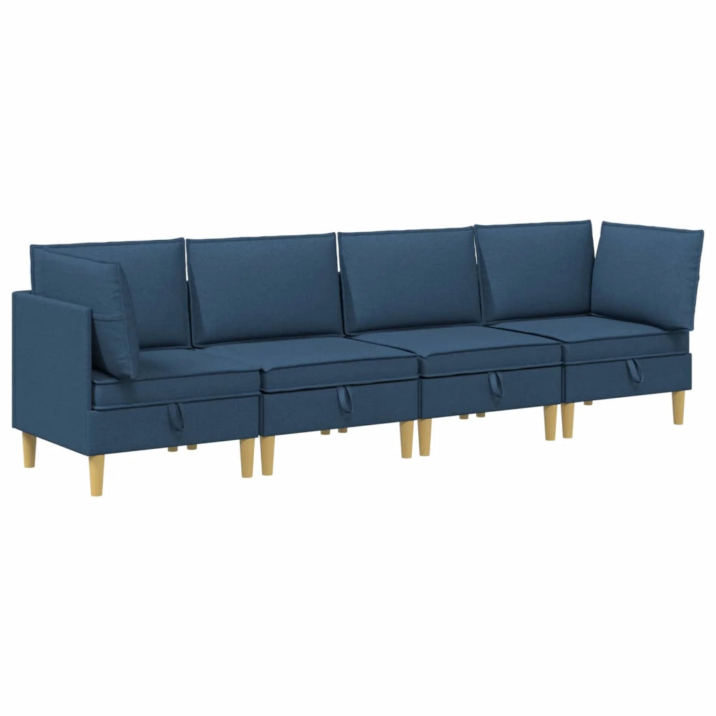 Set di divani modulari con spazio di archiviazione 4 pcs Blu